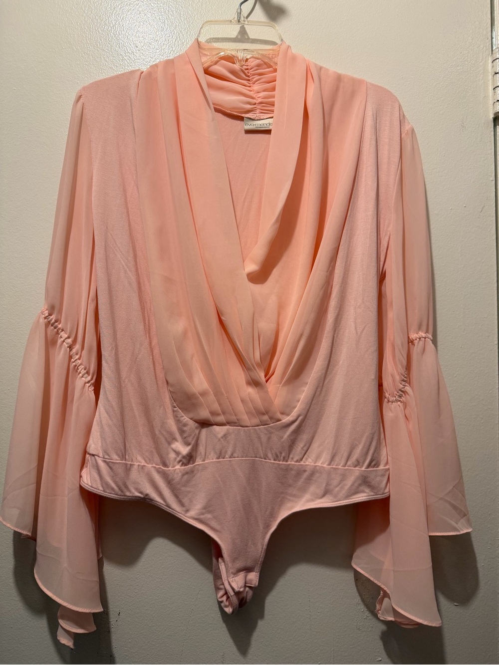 eva mendes for New York & Company Peach Blush Draped Bodysuit